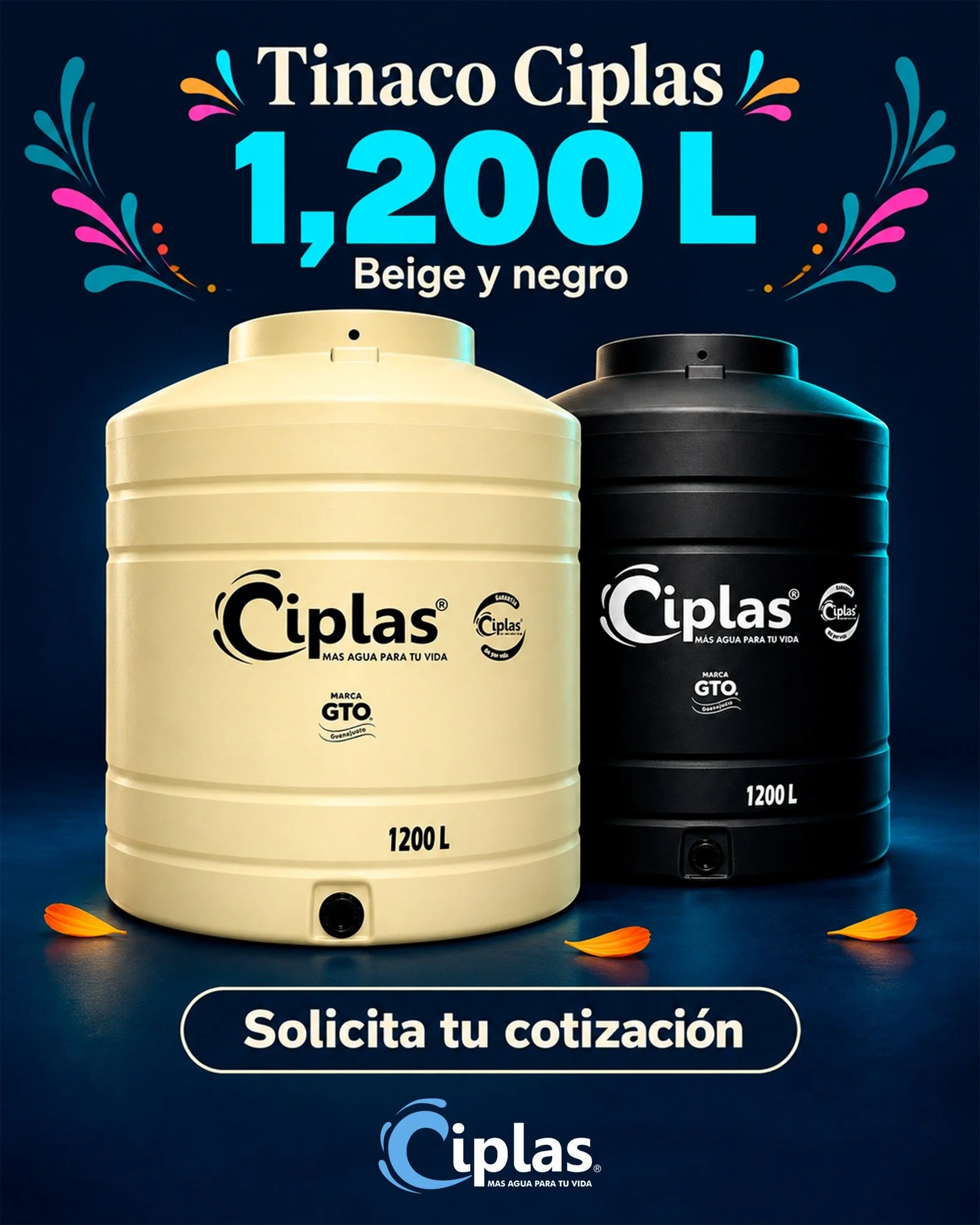 Conoce el tinaco Ciplas de 1,200 L en beige y negro. Consulta precio y disponibilidad del color que buscas. 💧

Env&iacute;anos &laquo;TINACO 1200&raquo; para solicitar tu cotizaci&oacute;n.