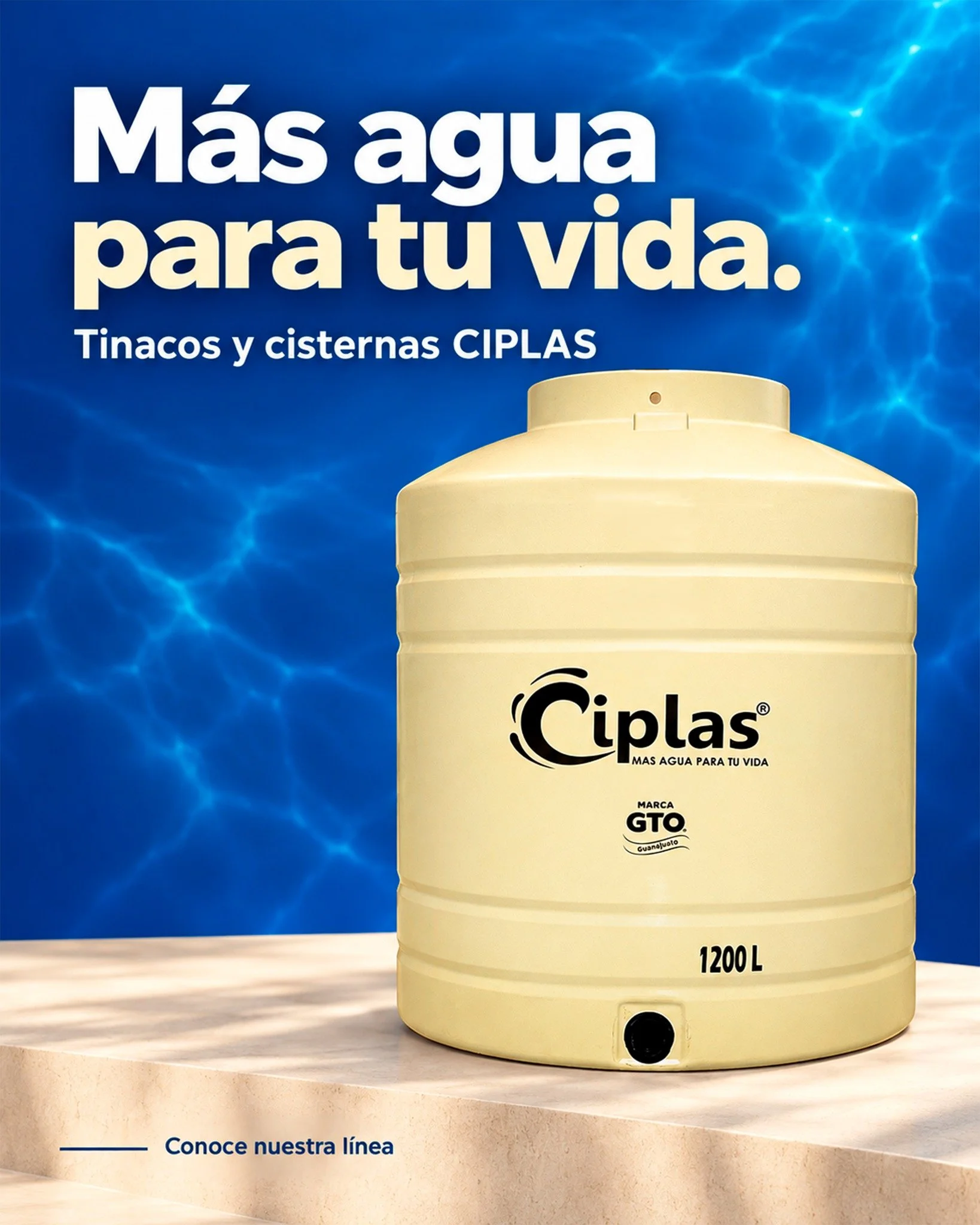 El agua forma parte de todos los d&iacute;as: de tu casa, de tus planes y de tu rutina. Conoce los tinacos y cisternas CIPLAS y encuentra una opci&oacute;n para tu pr&oacute;ximo proyecto. Escr&iacute;benos y consulta capacidades y disponibilidad.

#