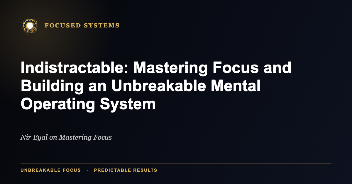 Indistractable: Mastering Focus and Building an Unbreakable Mental Operating System