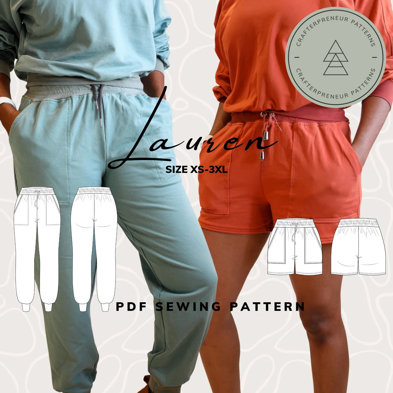 Lauren Sweatpants & Shorts Sewing Pattern | XS-3XL