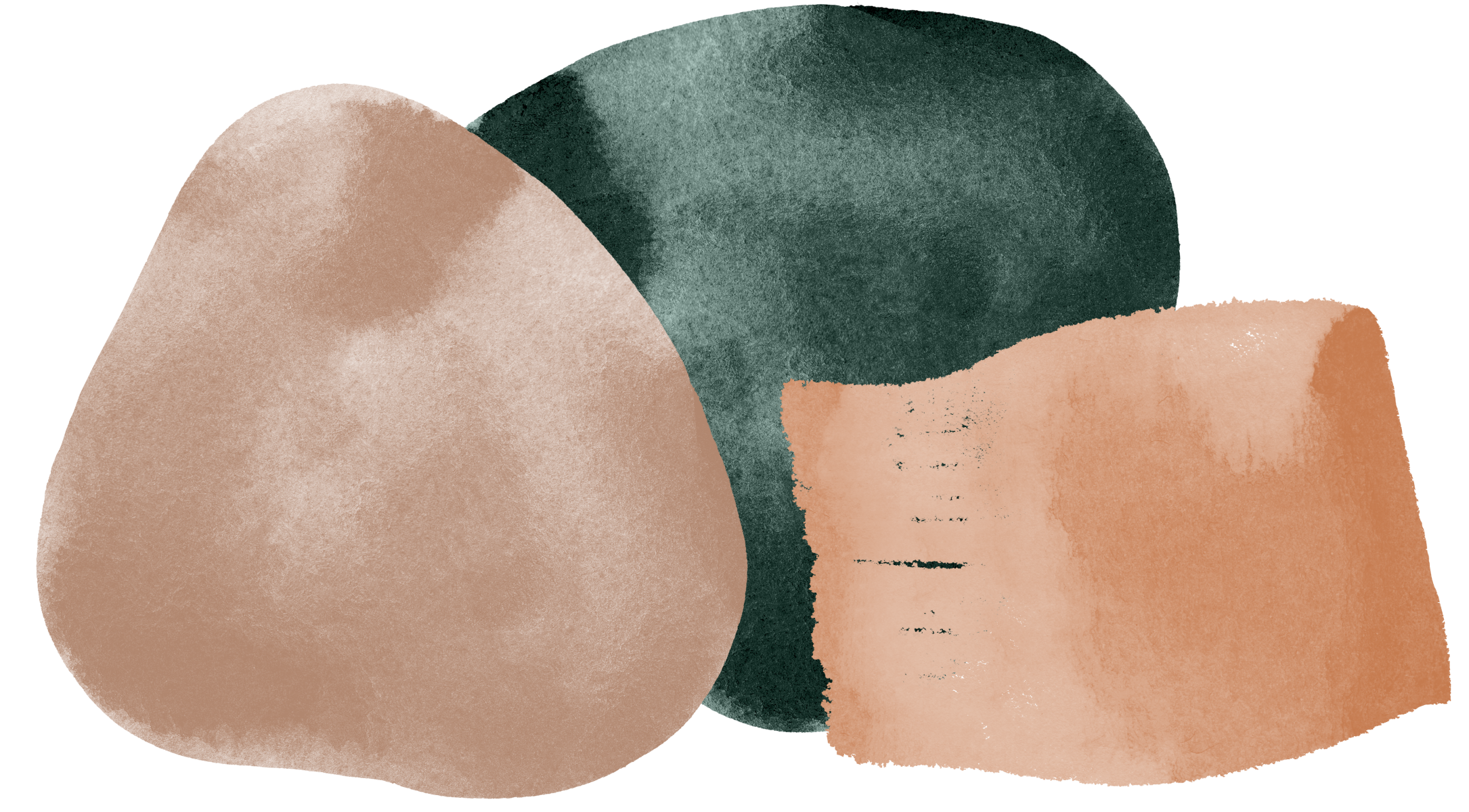 Abstract digital artwork featuring overlapping shapes and textured surfaces in earthy tones of beige, green, and terracotta.