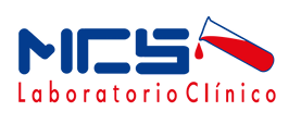 Logotipo con la palabra 'NICS' en azul y debajo 'Laboratorio Clínico' en rojo con un estetoscopio rojo.