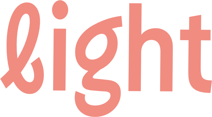 The word "light" written in large, pink, cursive letters. little noor co
