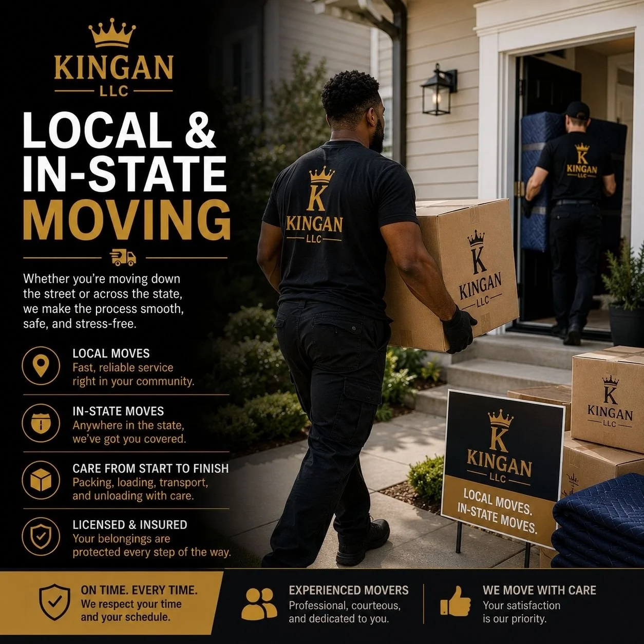 Local moving service in Kent Washington helping homeowners move furniture and boxes safely within nearby areas