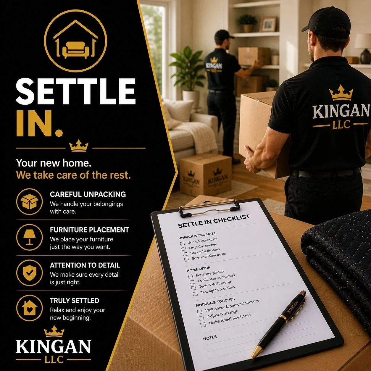 Furniture setup in Maple Valley Washington placing items and organizing home after a completed move