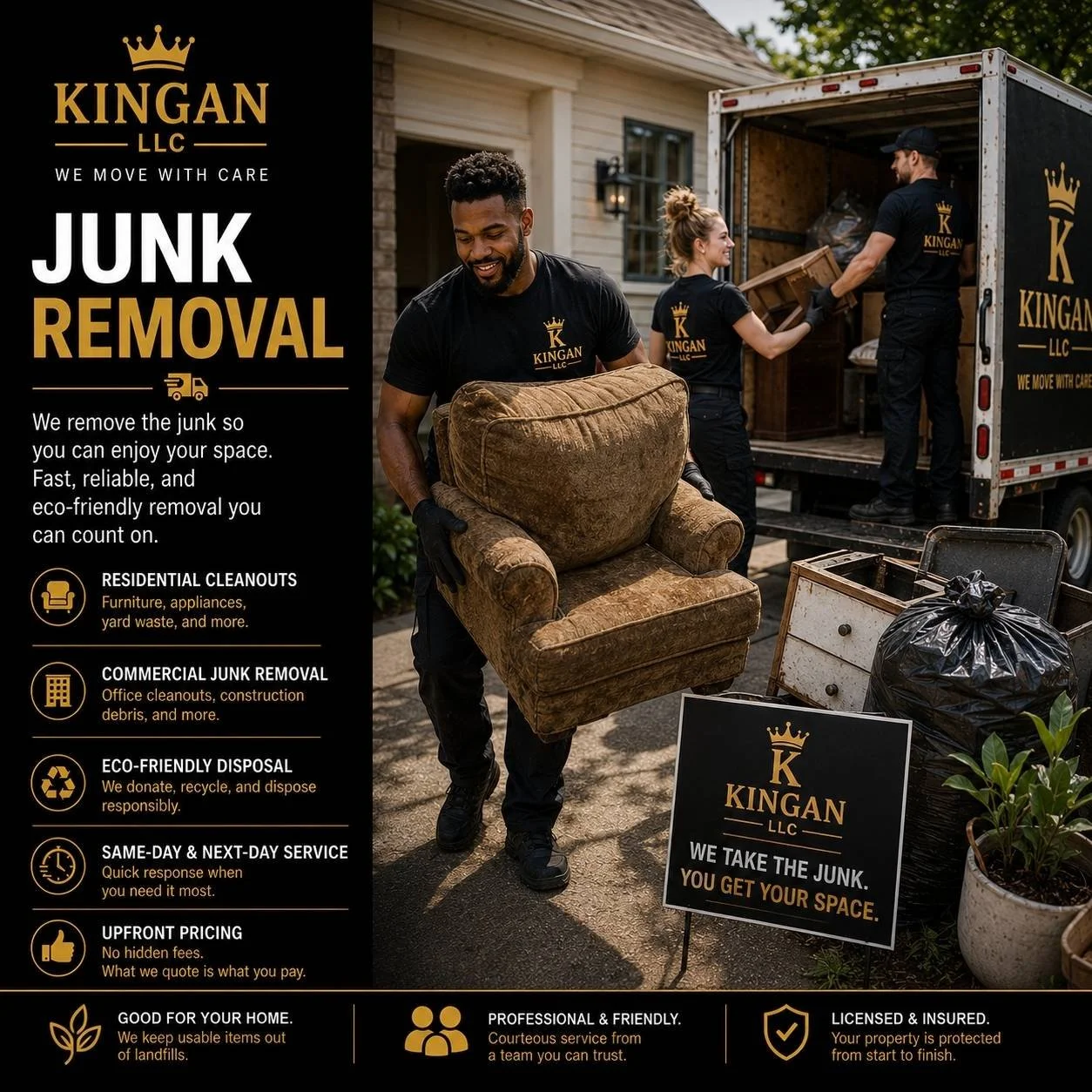 Junk removal service in Kent Washington clearing unwanted furniture debris and household items before or after moving