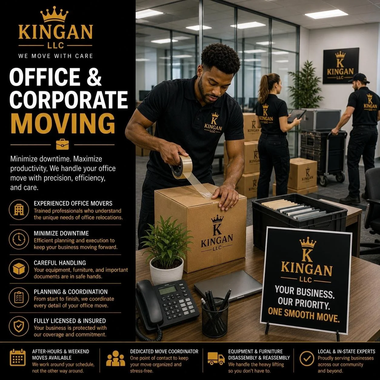 Office and corporate moving in Auburn Washington relocating desks equipment and business furniture safely and efficiently