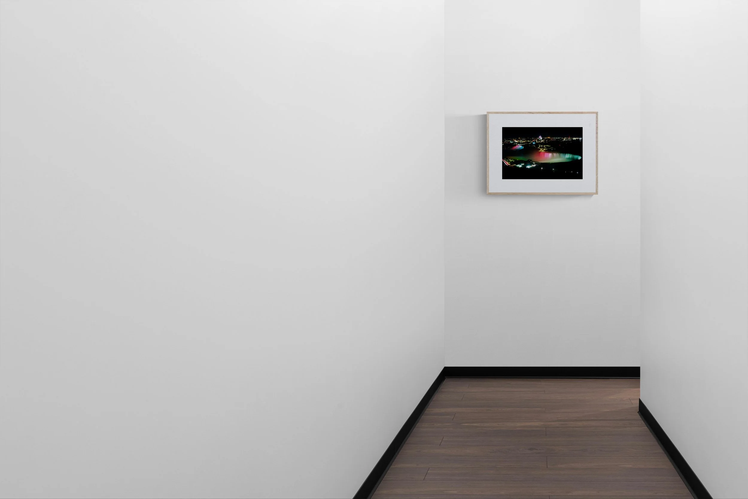 Niagara at Night framed in natural wood - display mockup