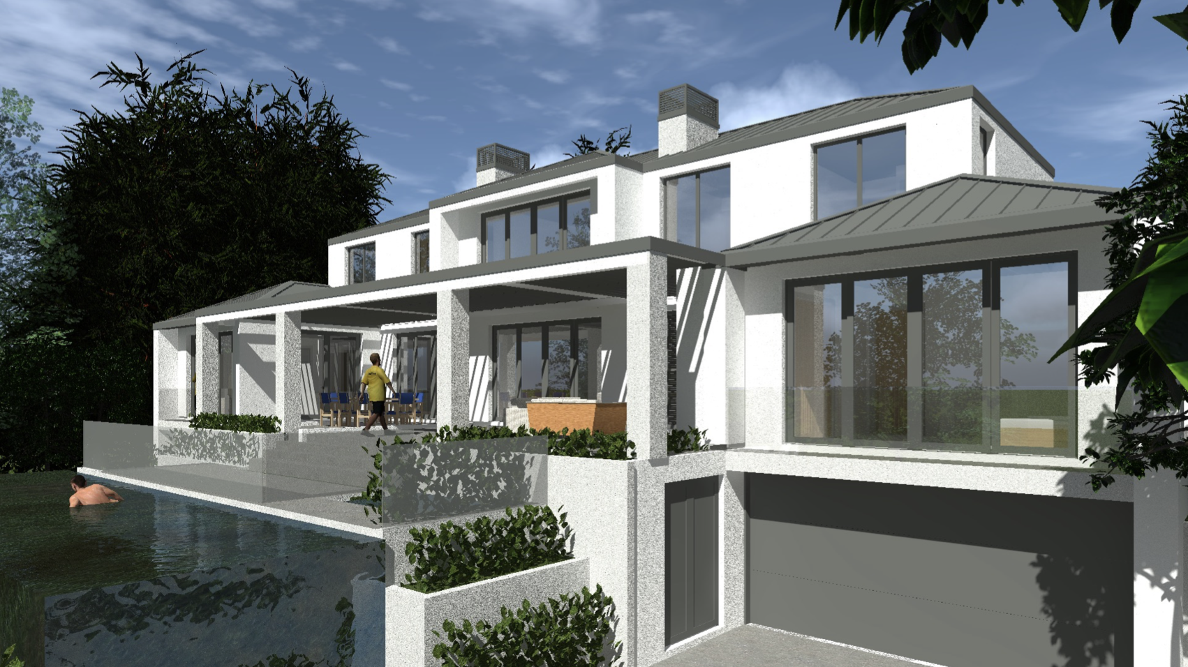 3 Level Concrete House & Pool