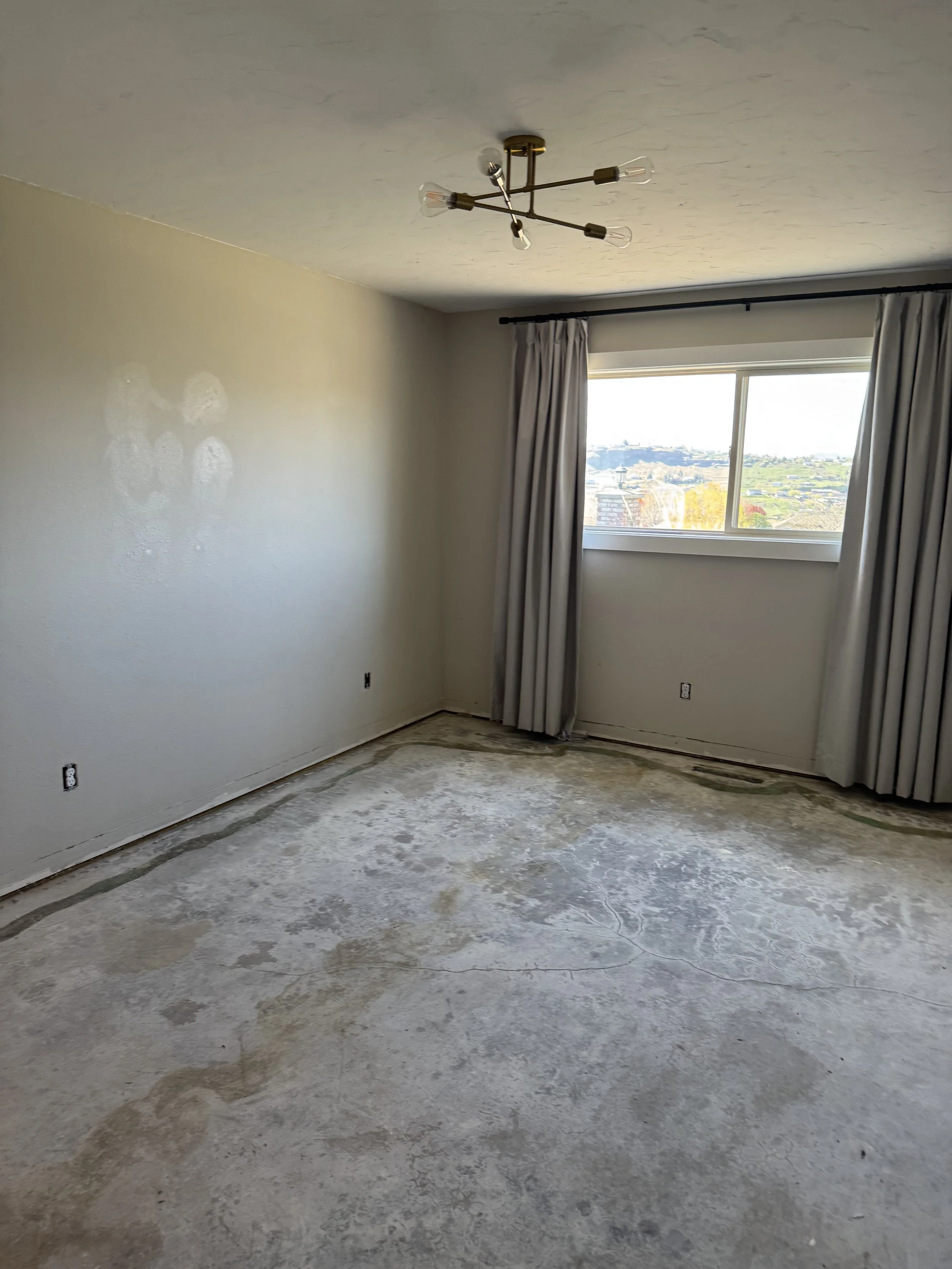 Coming into guest bedroom with floor removed.