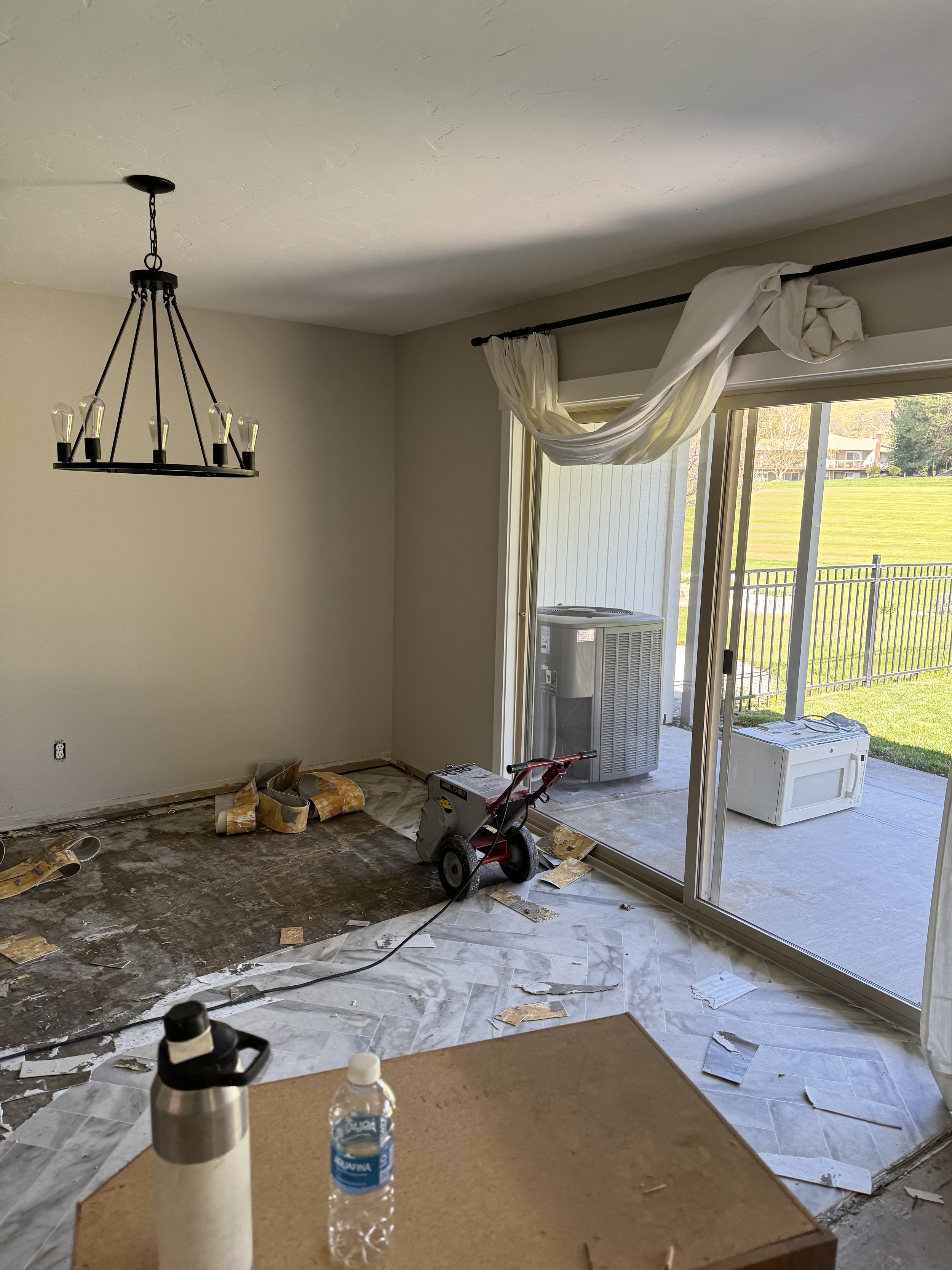 Dining room and eight foot slider to outside patio.