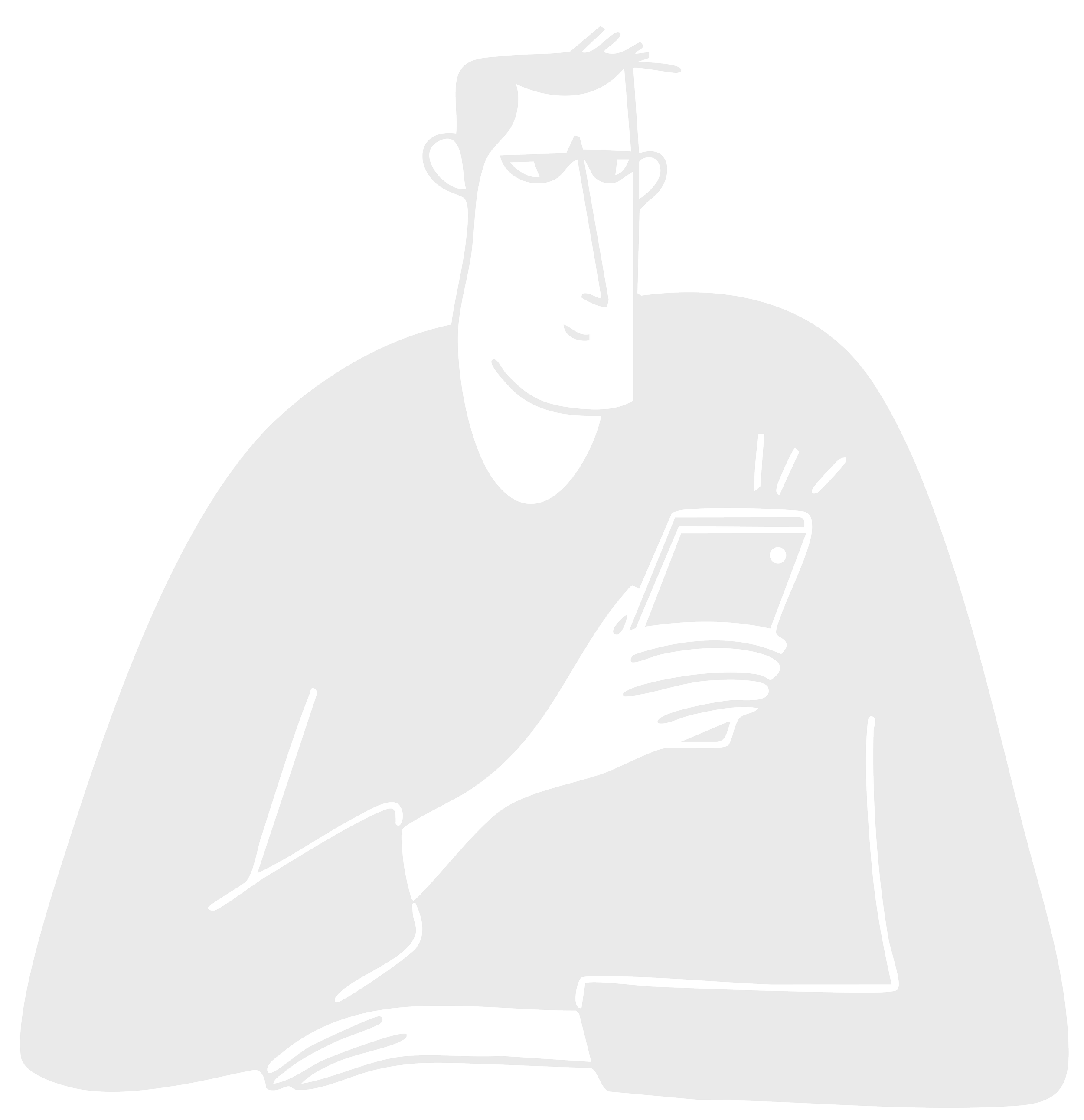 A black-and-white illustration of a person holding a smartphone, with speech lines indicating they are looking at or talking to the device.
