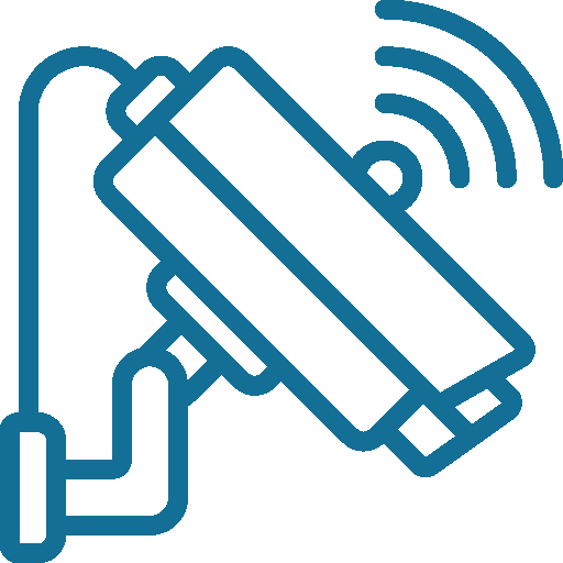 Surveillance camera icon with wireless signal