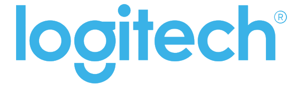 Logitech logo in blue text on a transparent background.