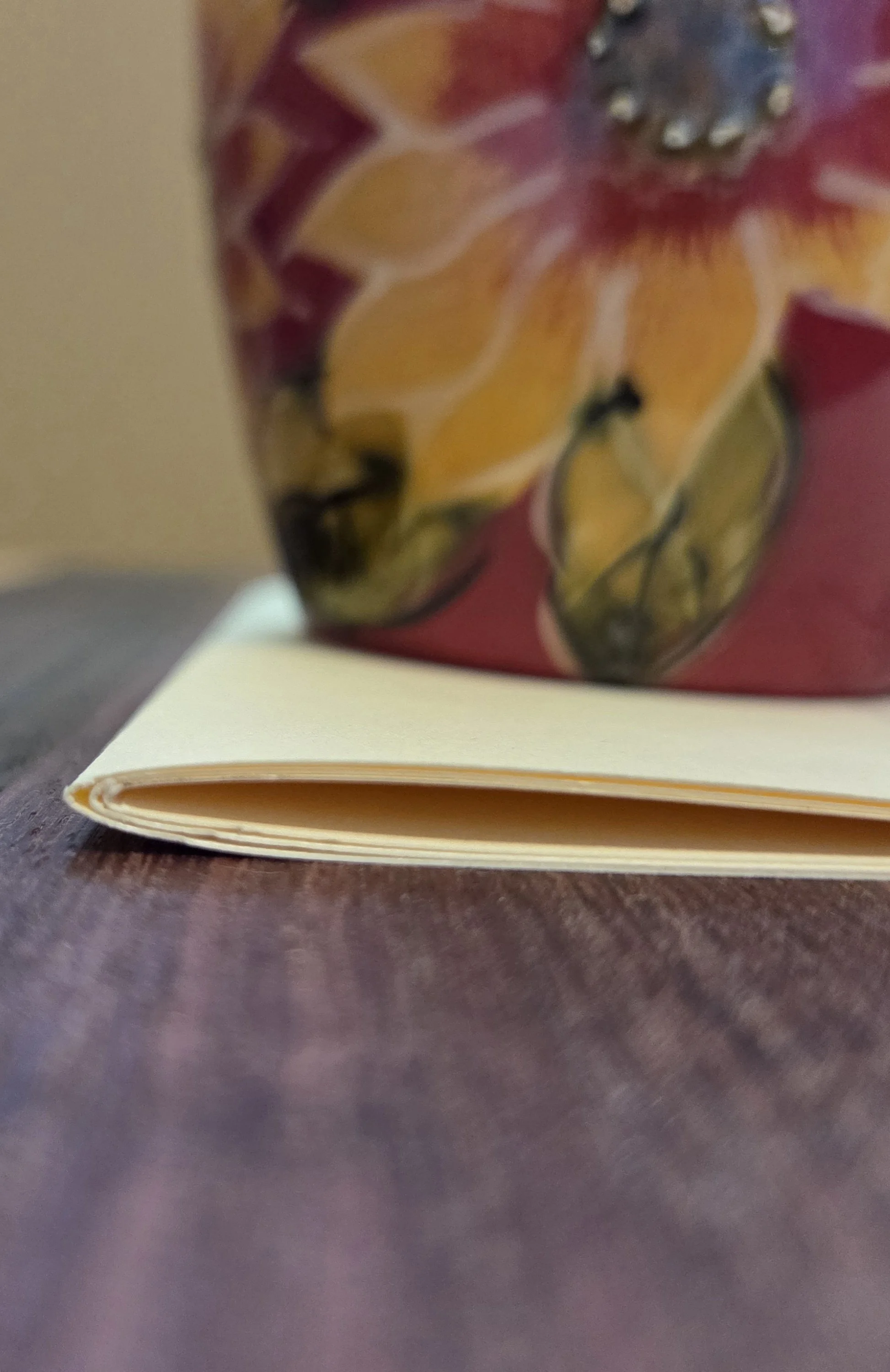 Hand-stamped Nigella flower motif on heavy cream cardstock for Post & Petal zine.