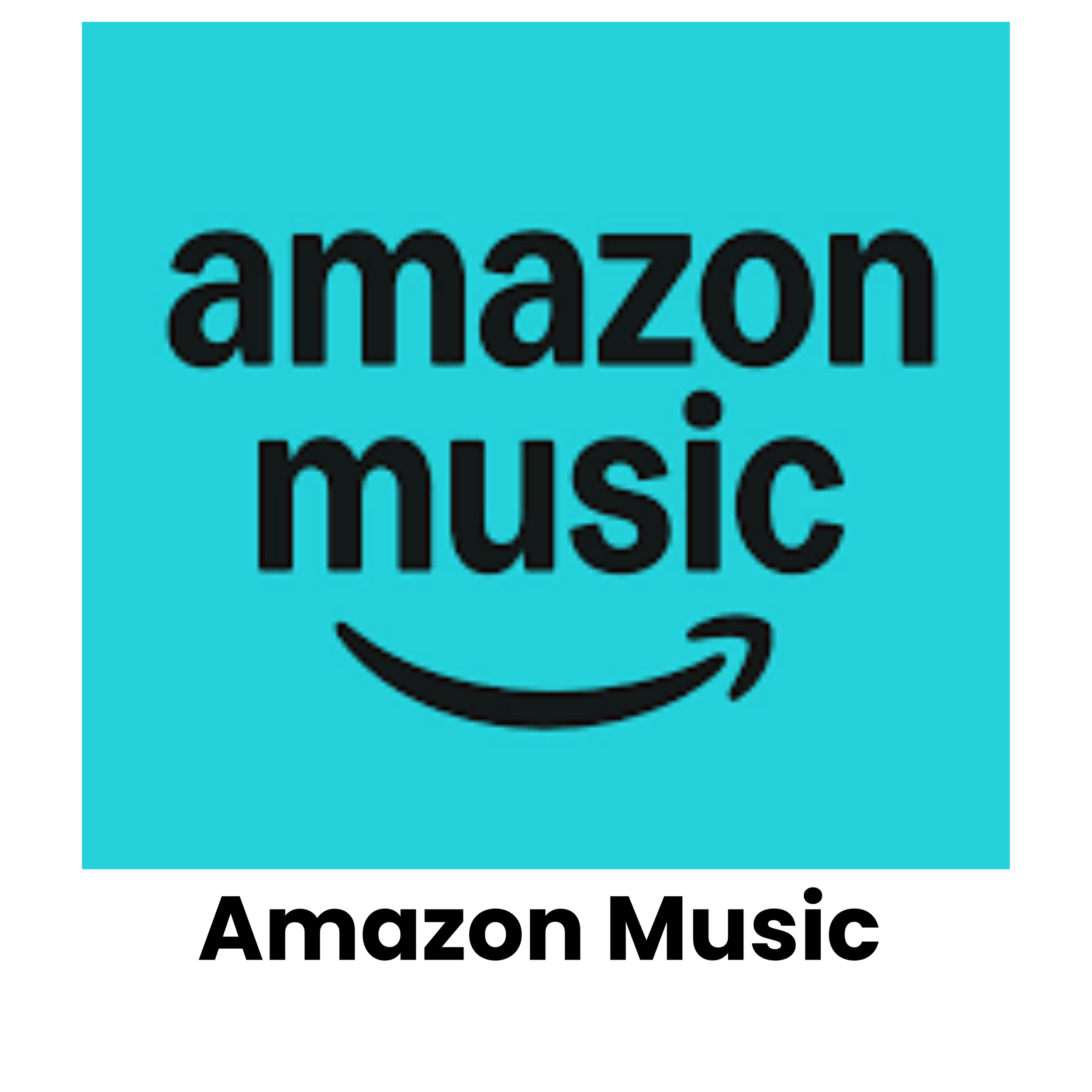The Amazon logo on a turquoise background.