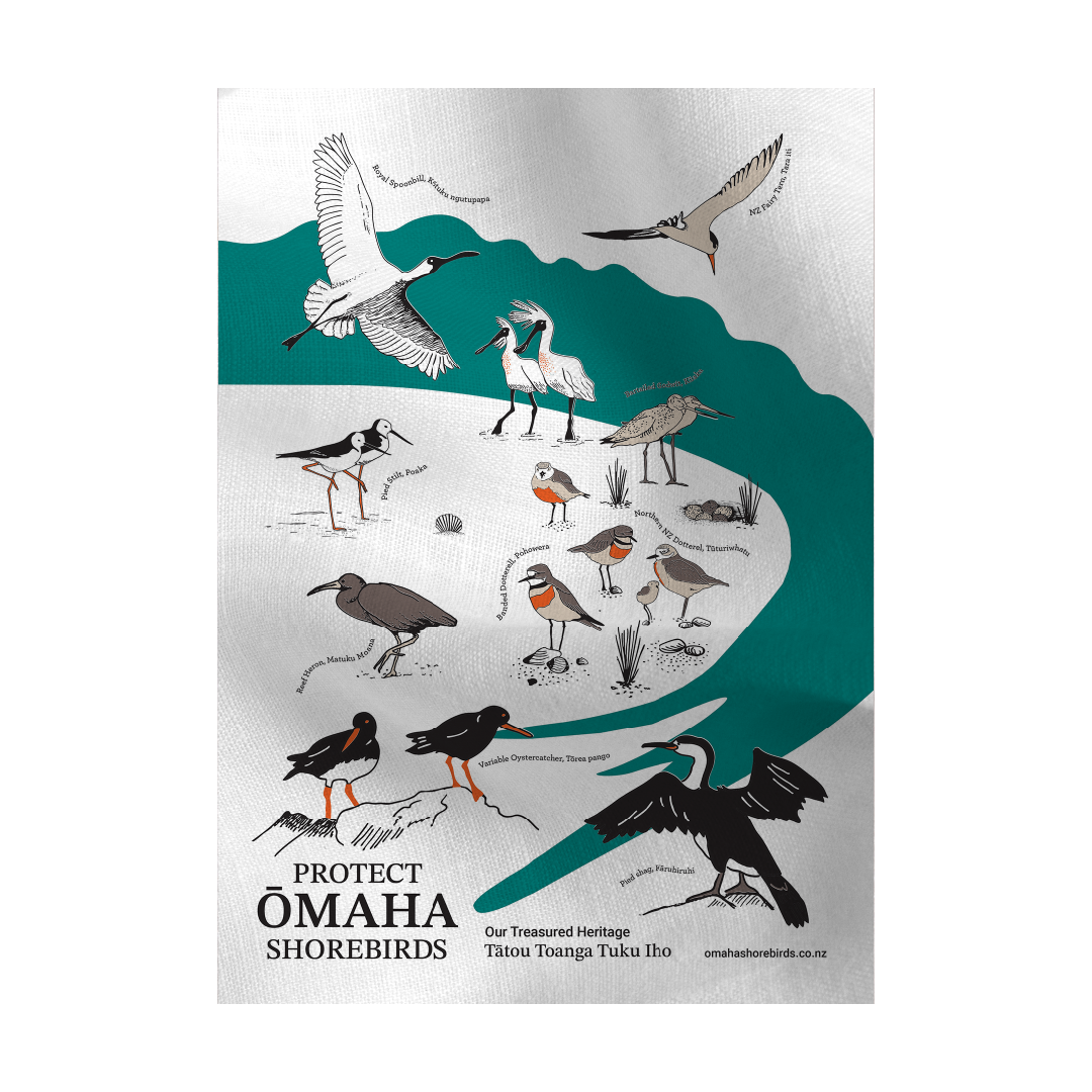 Ōmaha Shorebirds Tea Towel