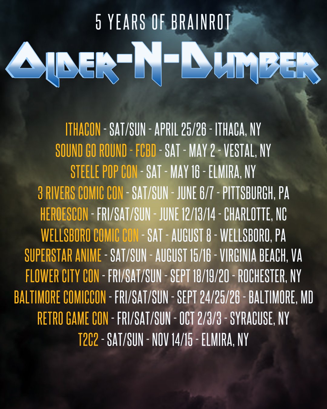The OlderNDumber Convention Schedule