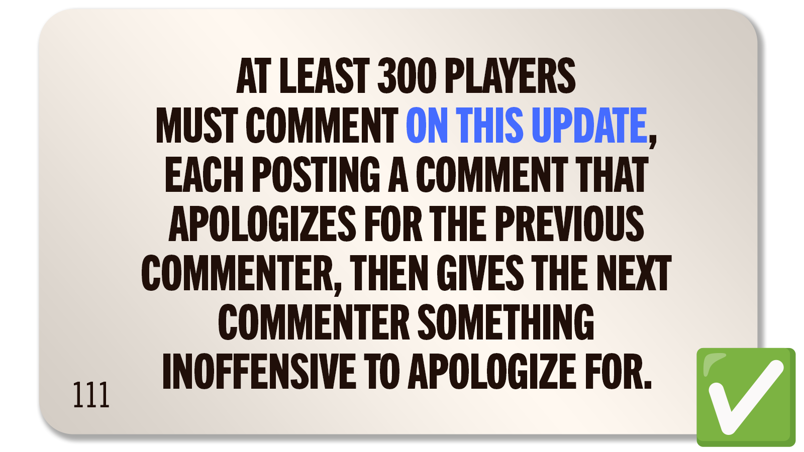 CHALLENGE 111: APOLOGIES &amp; UNINTENTIONAL OFFENSES