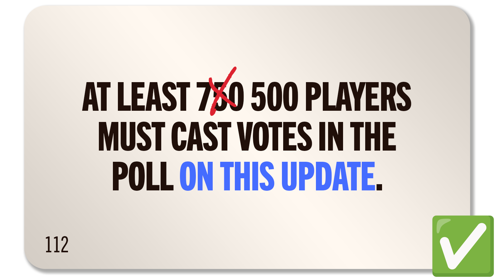 CHALLENGE 112: AN IMPORTANT VOTE