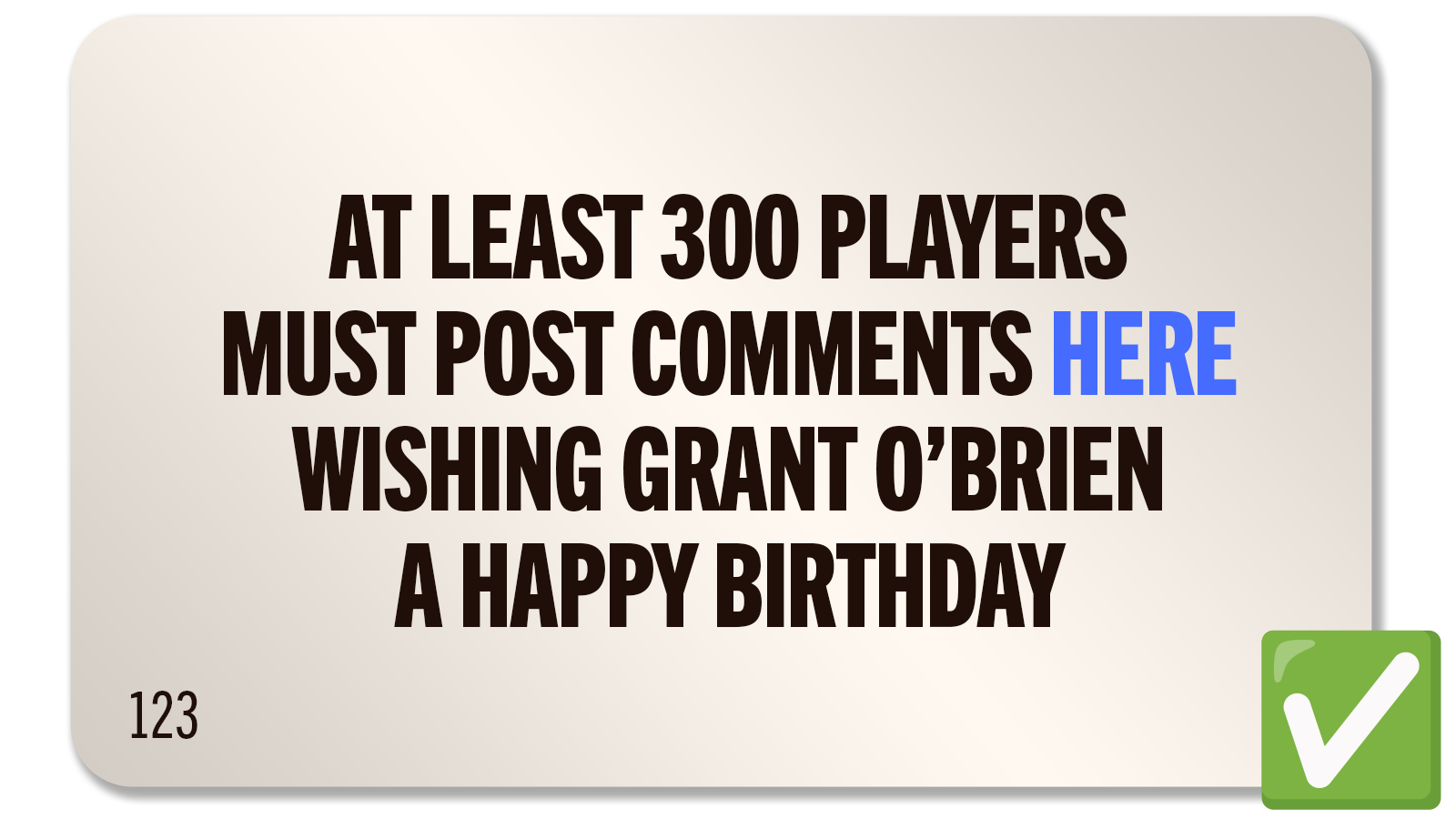 CHALLENGE 123: HAPPY BIRTHDAY, MR. O’BRIEN