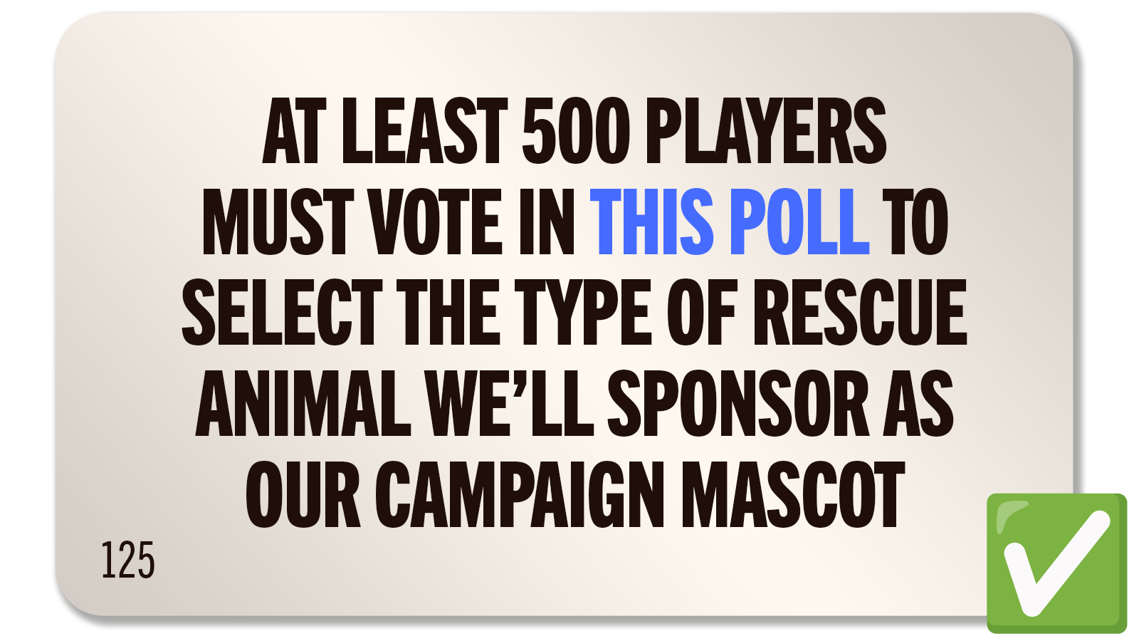 CHALLENGE 125: ADOPT A MASCOT