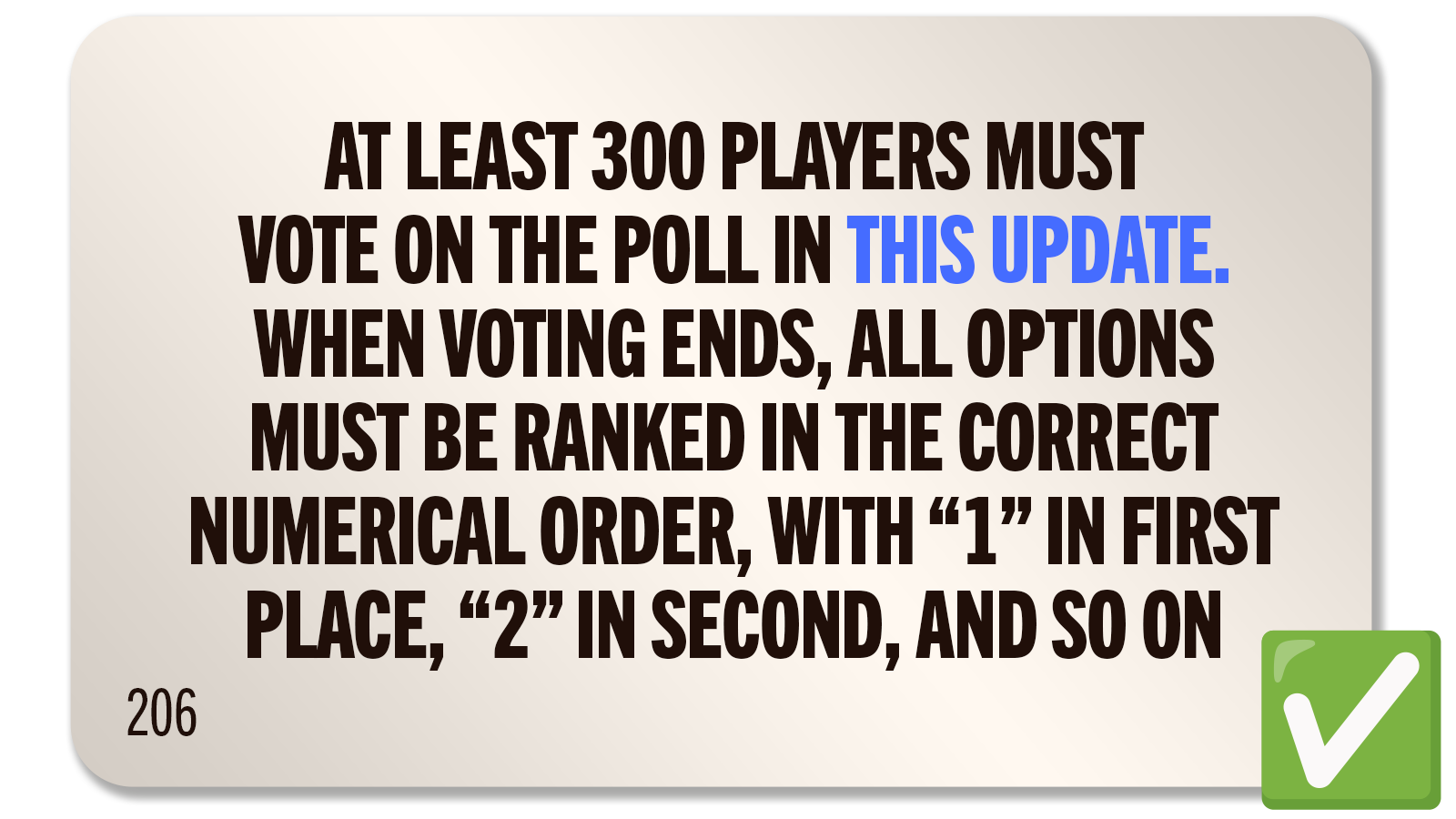 CHALLENGE 206: POLL POSITION