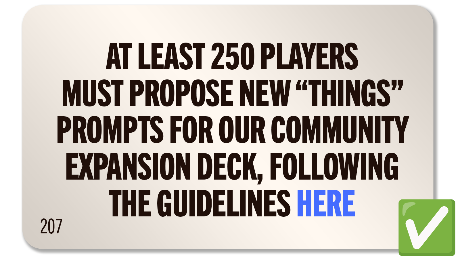 CHALLENGE 207: WE NEED SOME “THINGS”