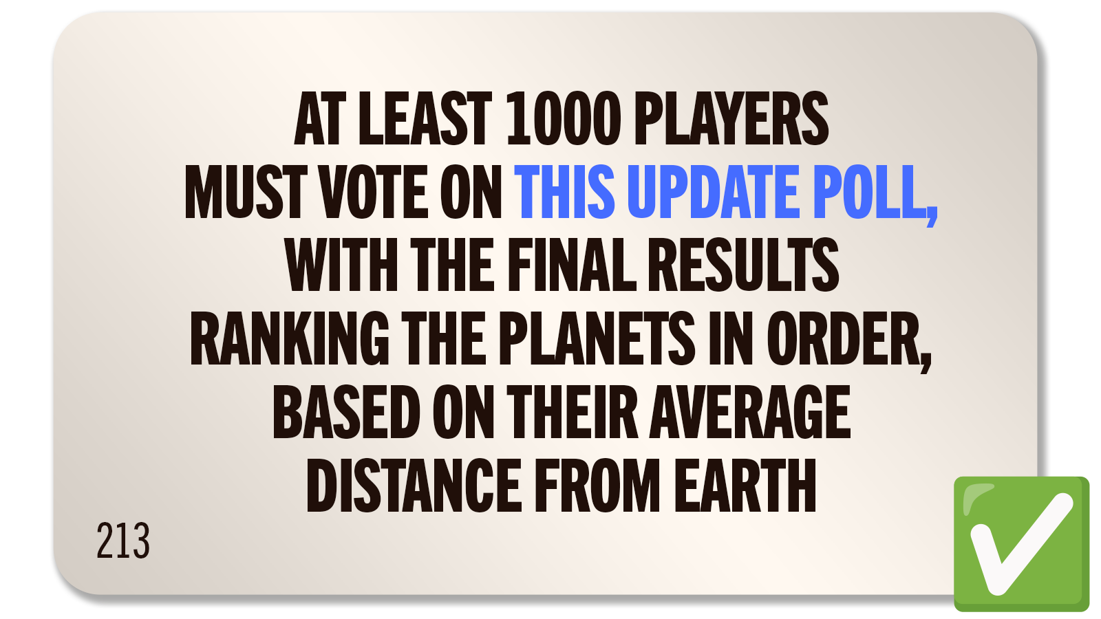 CHALLENGE 213: INTRAGALACTIC PLANETARY