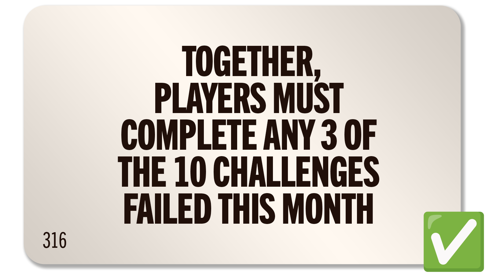 CHALLENGE 316: THREE FOR THREE