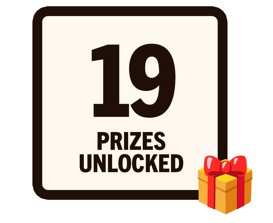 19 PRIZES UNLOCKED