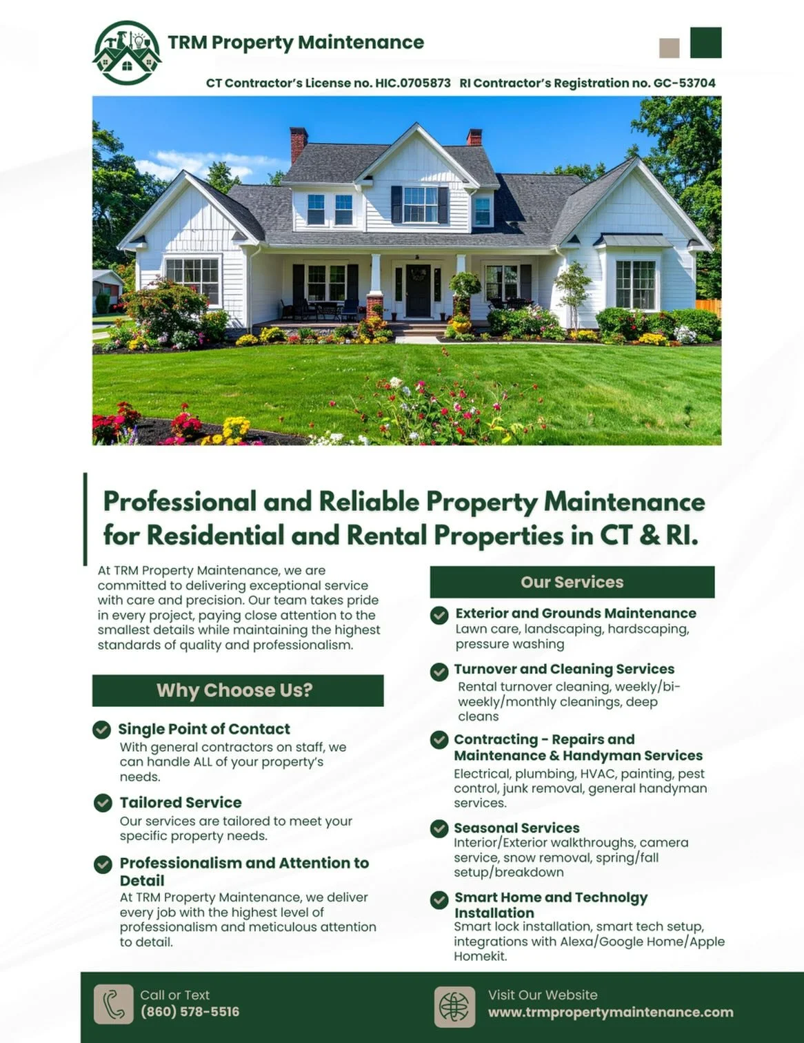 Summer is here! If you want to spend of your time enjoying your property instead of maintaining it, we&rsquo;re here for you. Call, text, or email us to get a tailored quote for all of your property&rsquo;s maintenance needs. Residential, second home