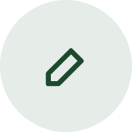 Green pencil icon centered on a light gray circular background