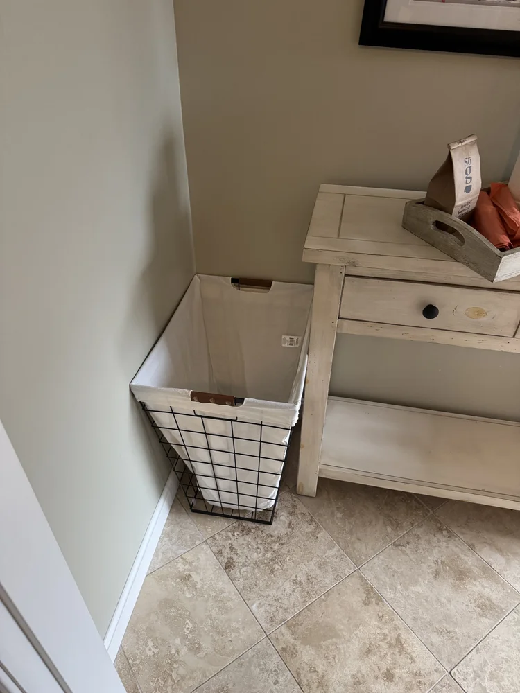 After: room cleared and put back in order after laundry service