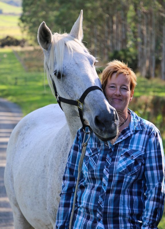 Britta loves horses and horses love her. 
