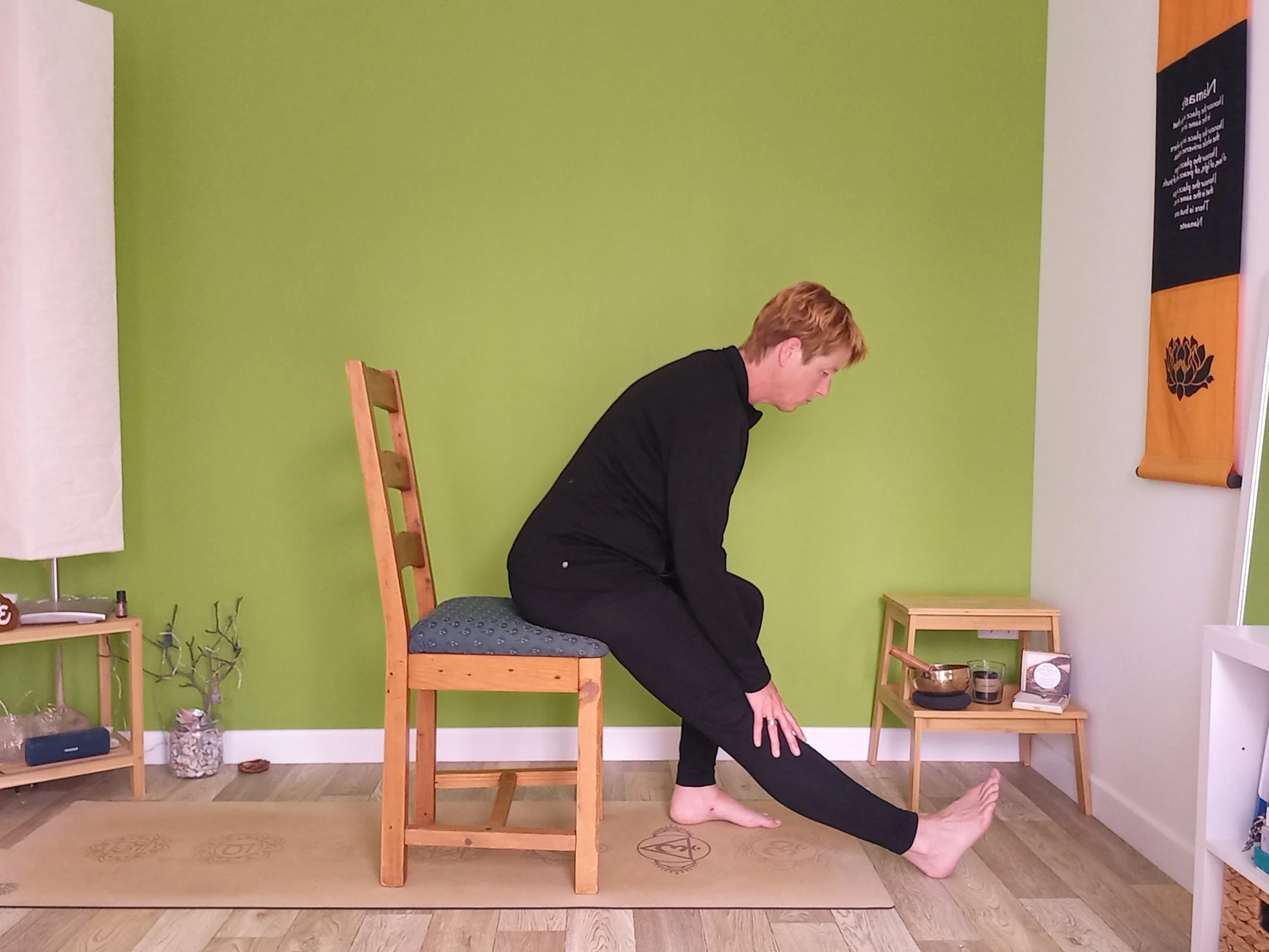 stretch your hamstrings for less tightness in your leg when rididng