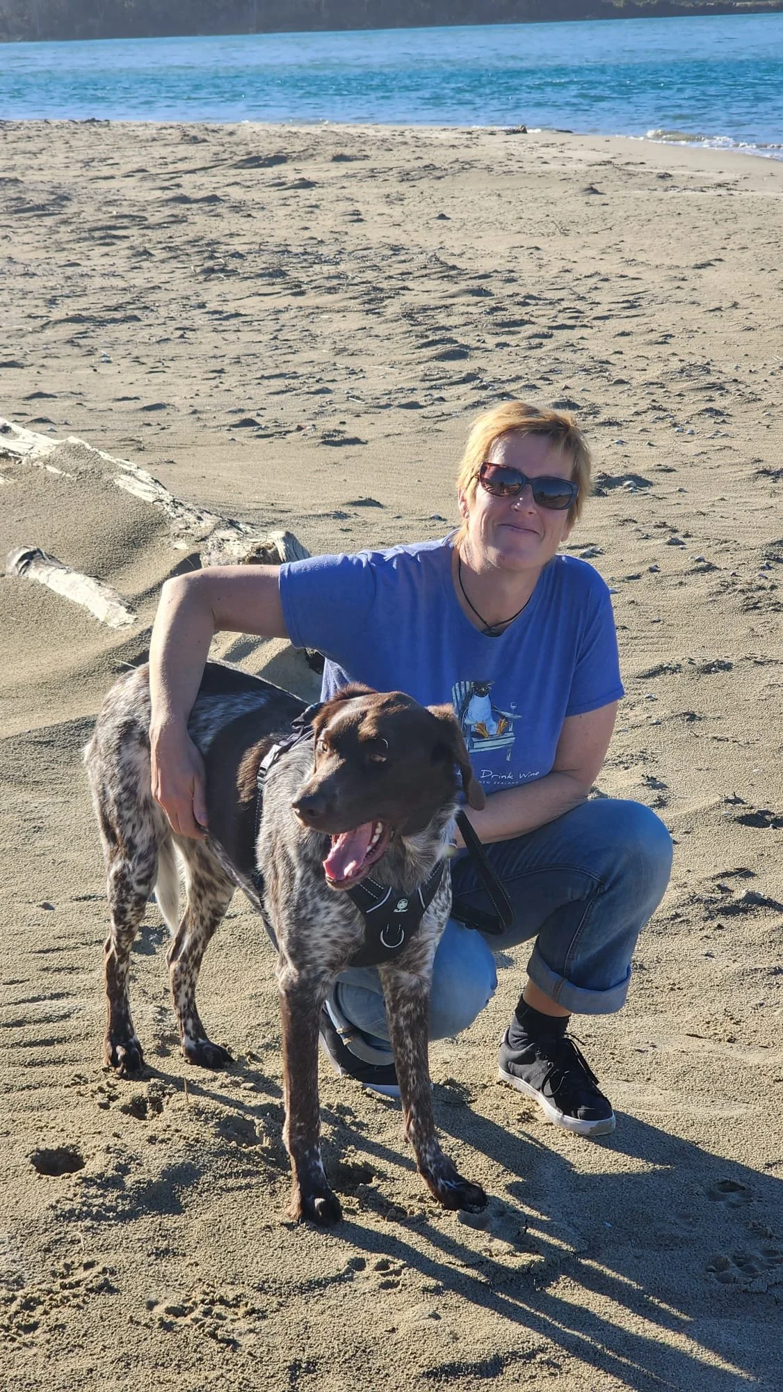 Britta Bruns moved from Germany to New Zealand and enjoys the beautiful beaches with her husband and dog Tilly.
