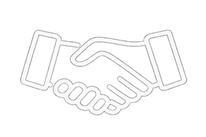 Outline of two hands shaking, symbolizing agreement or partnership