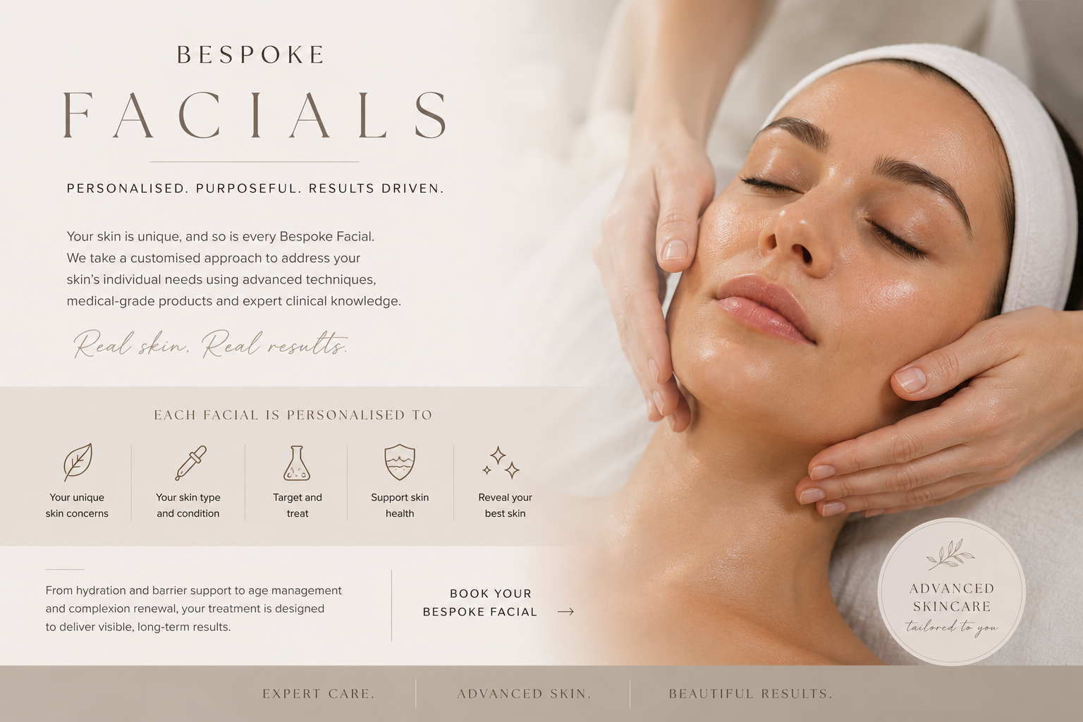 A woman is receiving a facial treatment at a skincare spa, with her eyes closed and a relaxed expression.