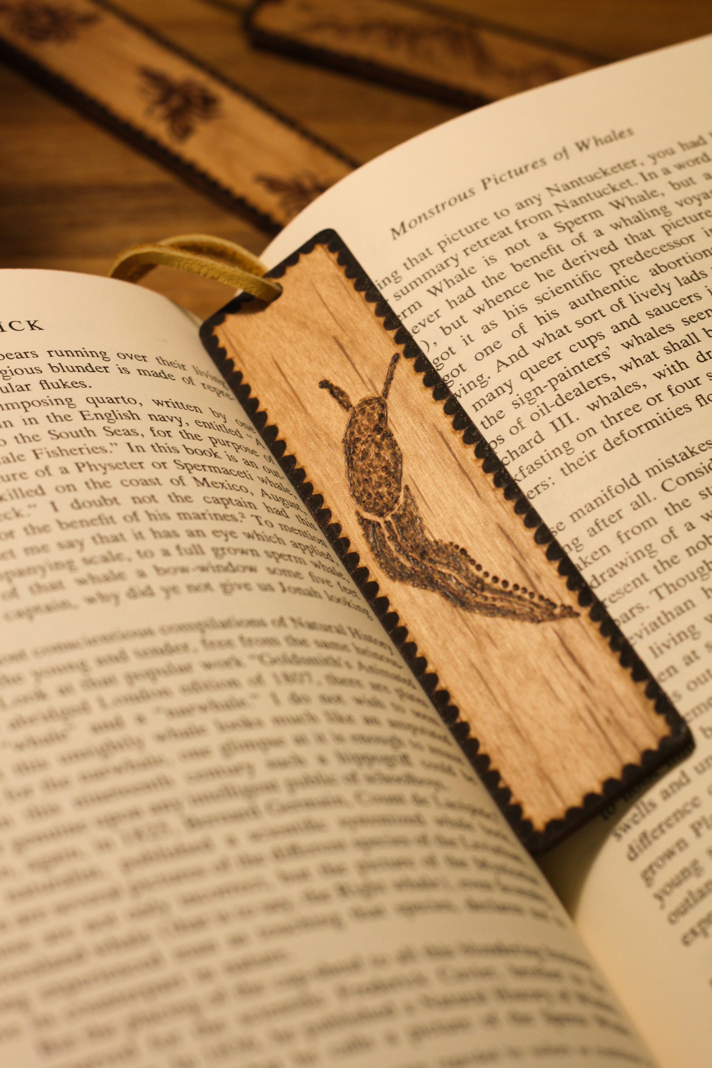 Wooden Bookmark with Leather Tassel | Slug