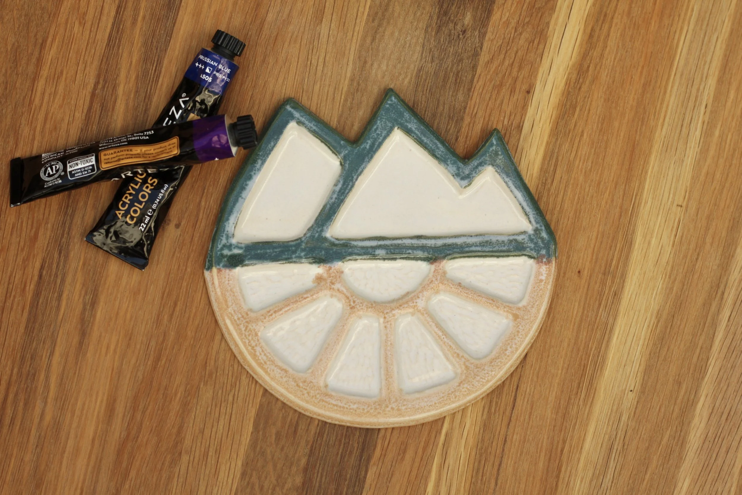Handcrafted Ceramic Artist Palette | Mountain Sunrise