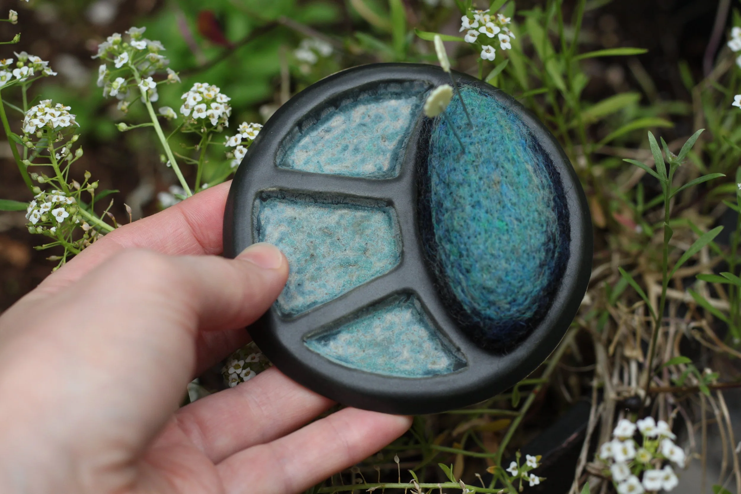 Hand Carved Ceramic Sewing Tray | Moon Stone