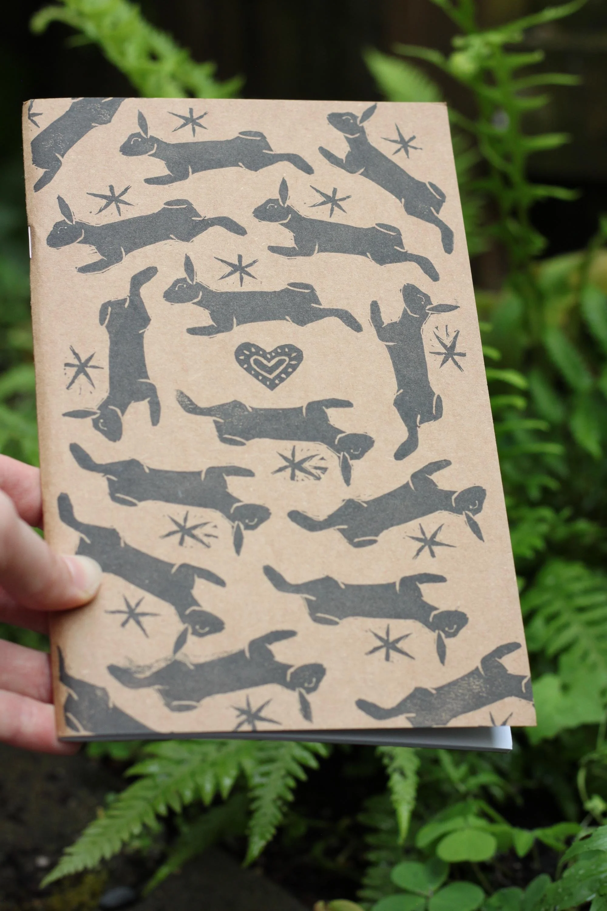 Block Printed Sketchbook | Bunny Love