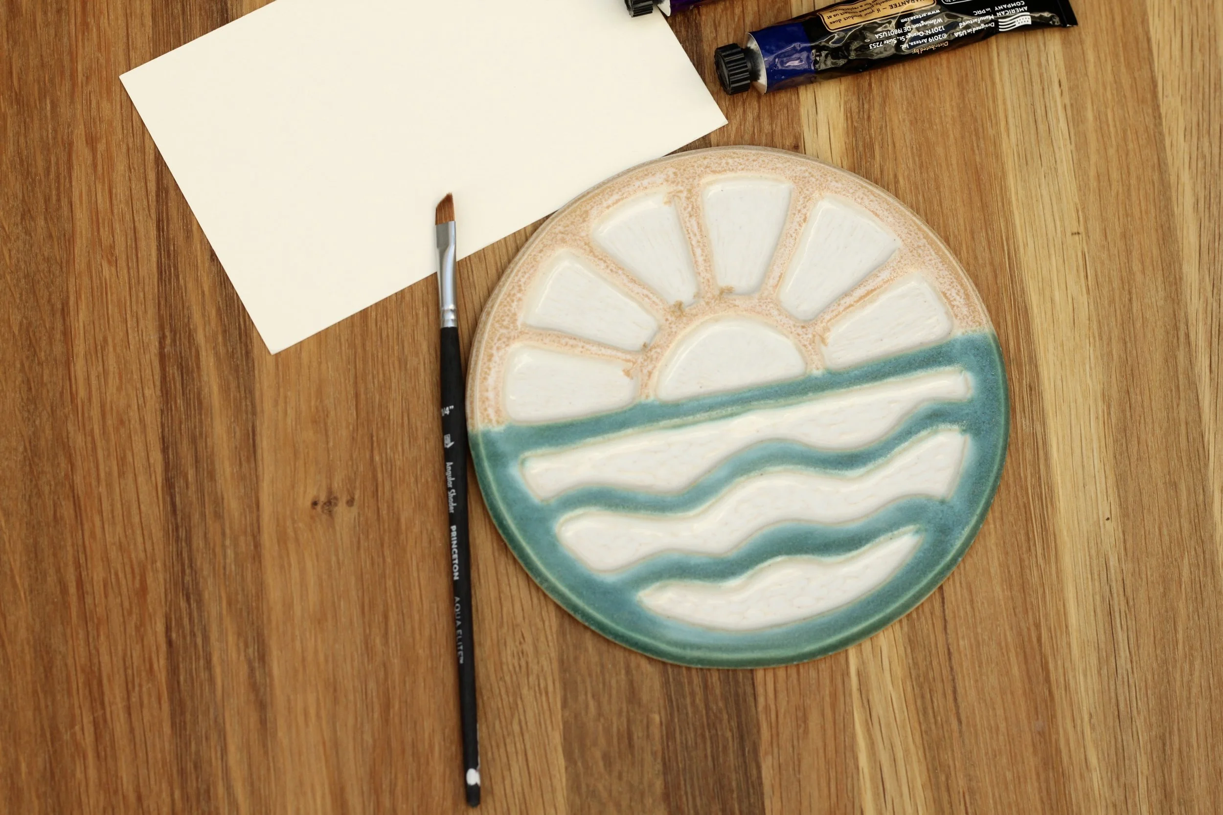 Handcrafted Ceramic Artist Palette | Ocean Sunset