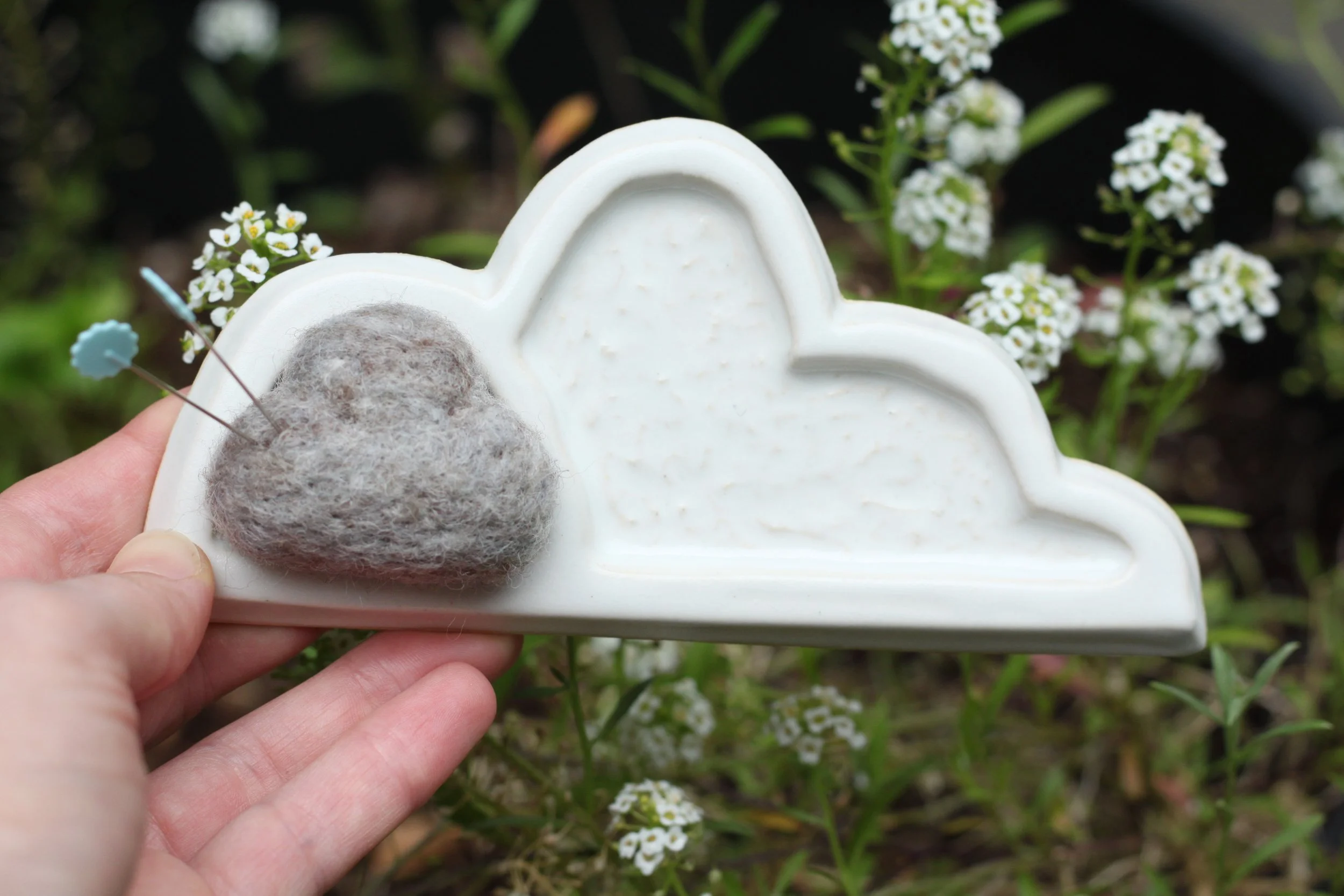 Hand Carved Ceramic Sewing Tray | Grumpy Cloud