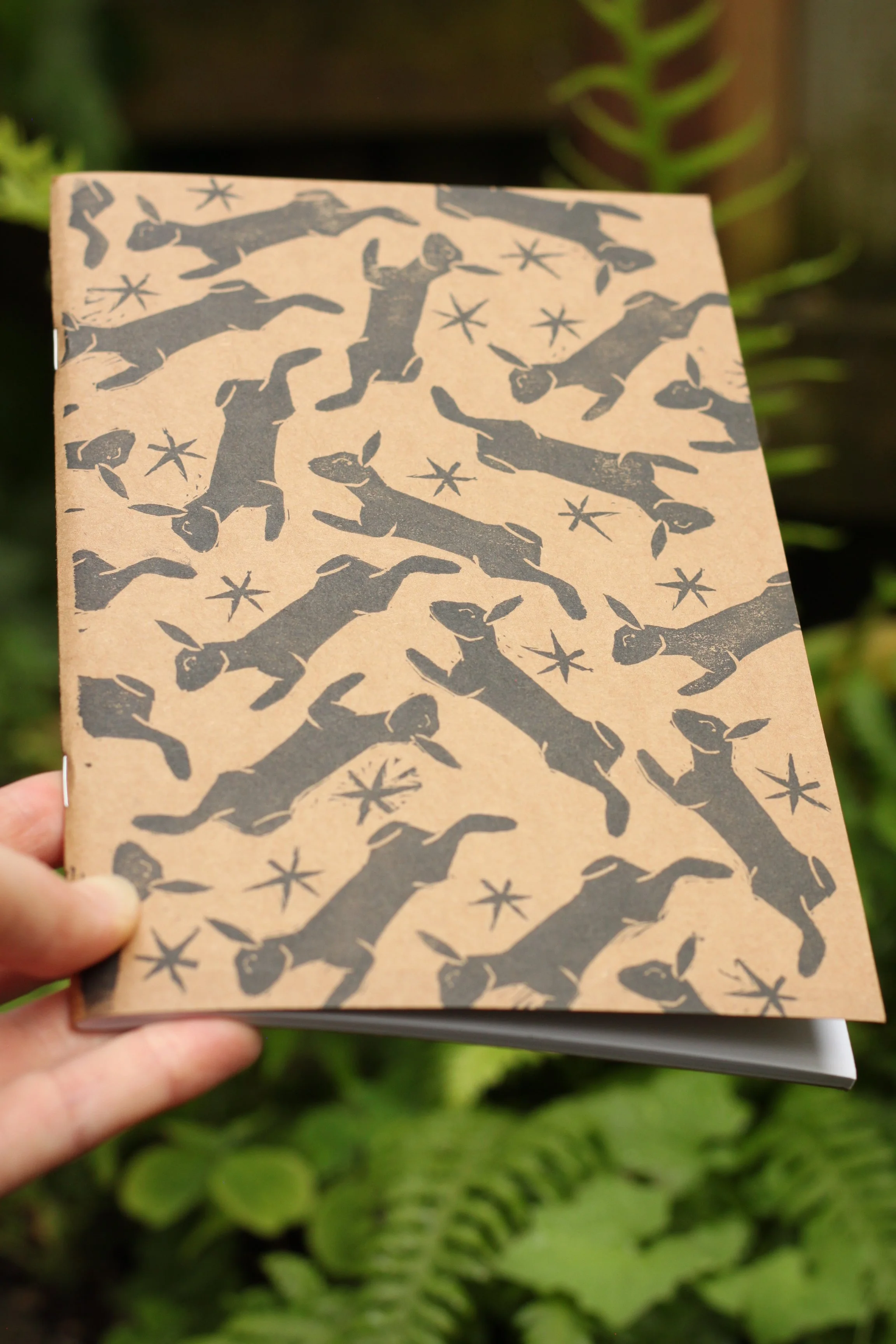 Block Printed Sketchbook | Bunny Zoomies