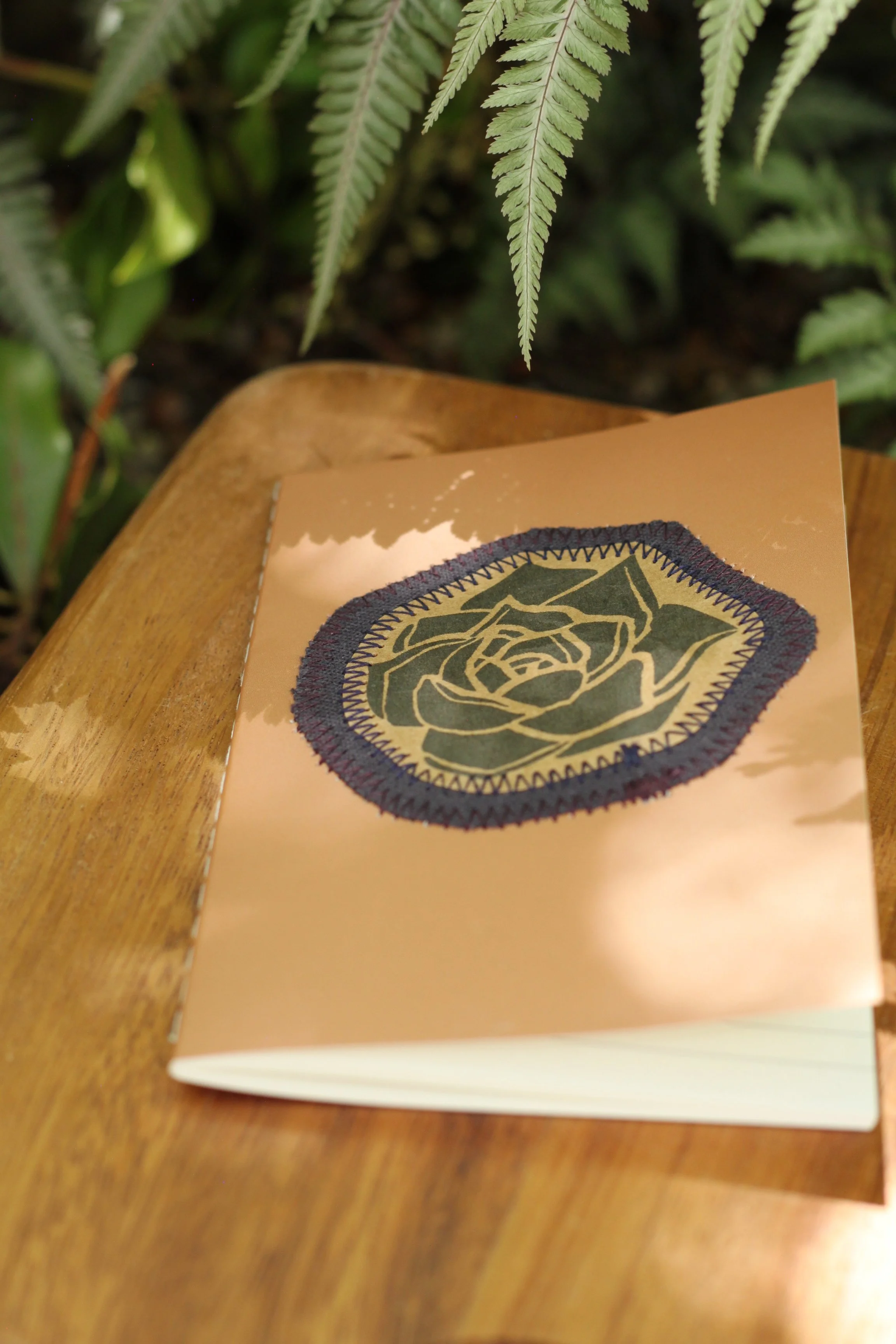 Embroidered Pocket Notebook | Succulent Rose