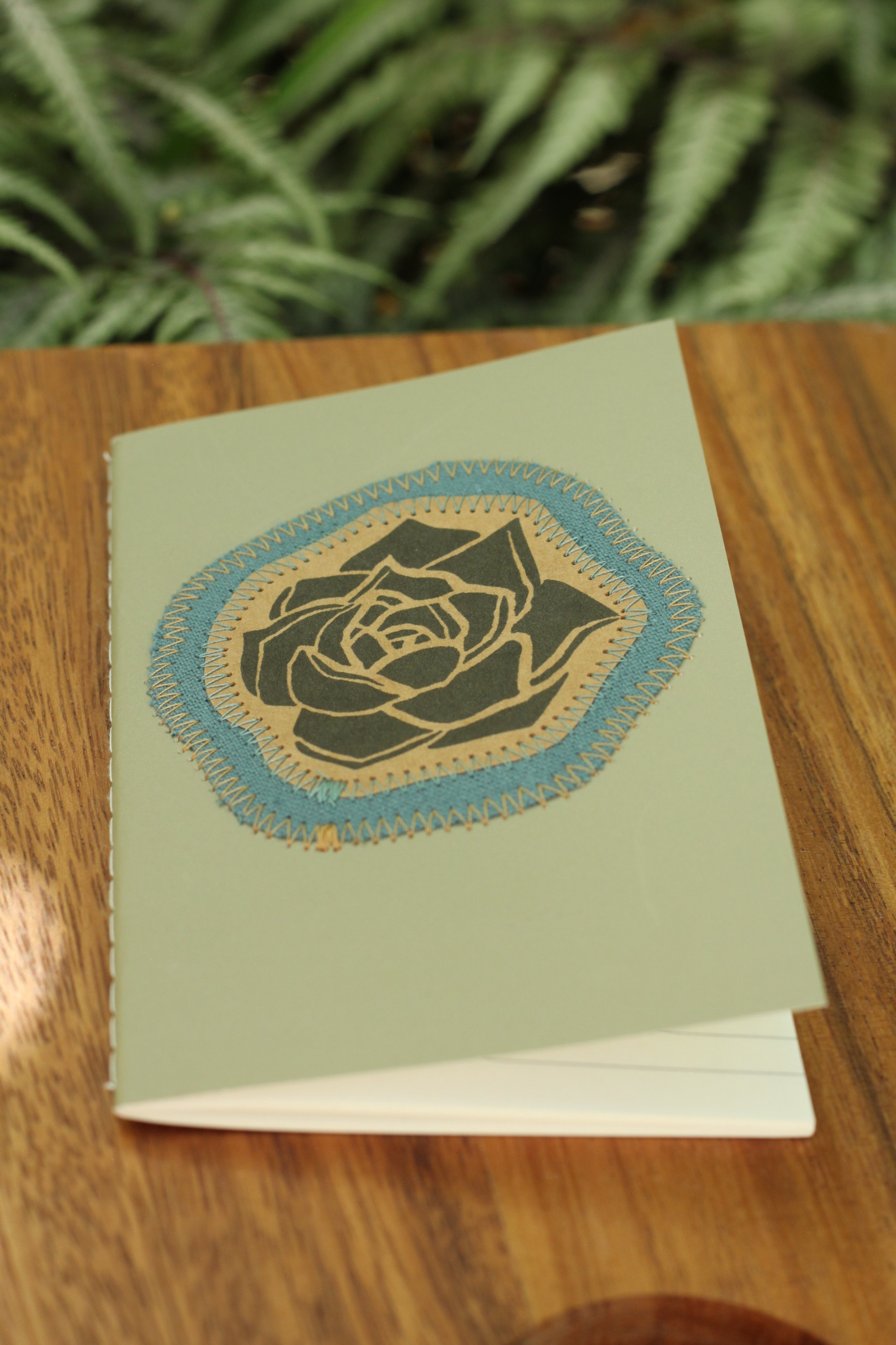 Embroidered Pocket Notebook | Succulent Rose