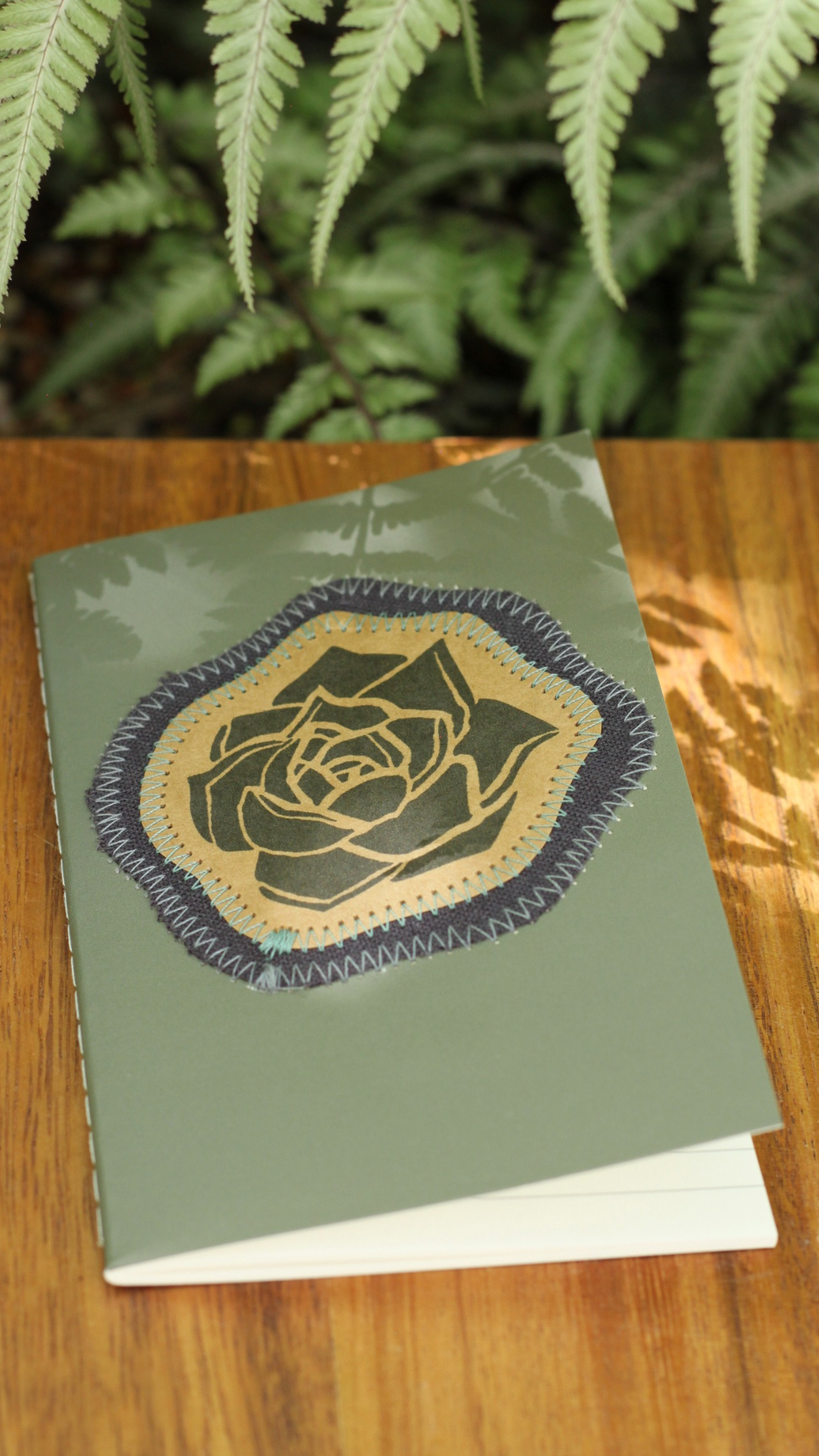 Embroidered Pocket Notebook | Succulent Rose