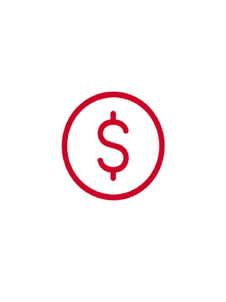 Black background with a red dollar sign inside a circle, icon representing money or finance.
